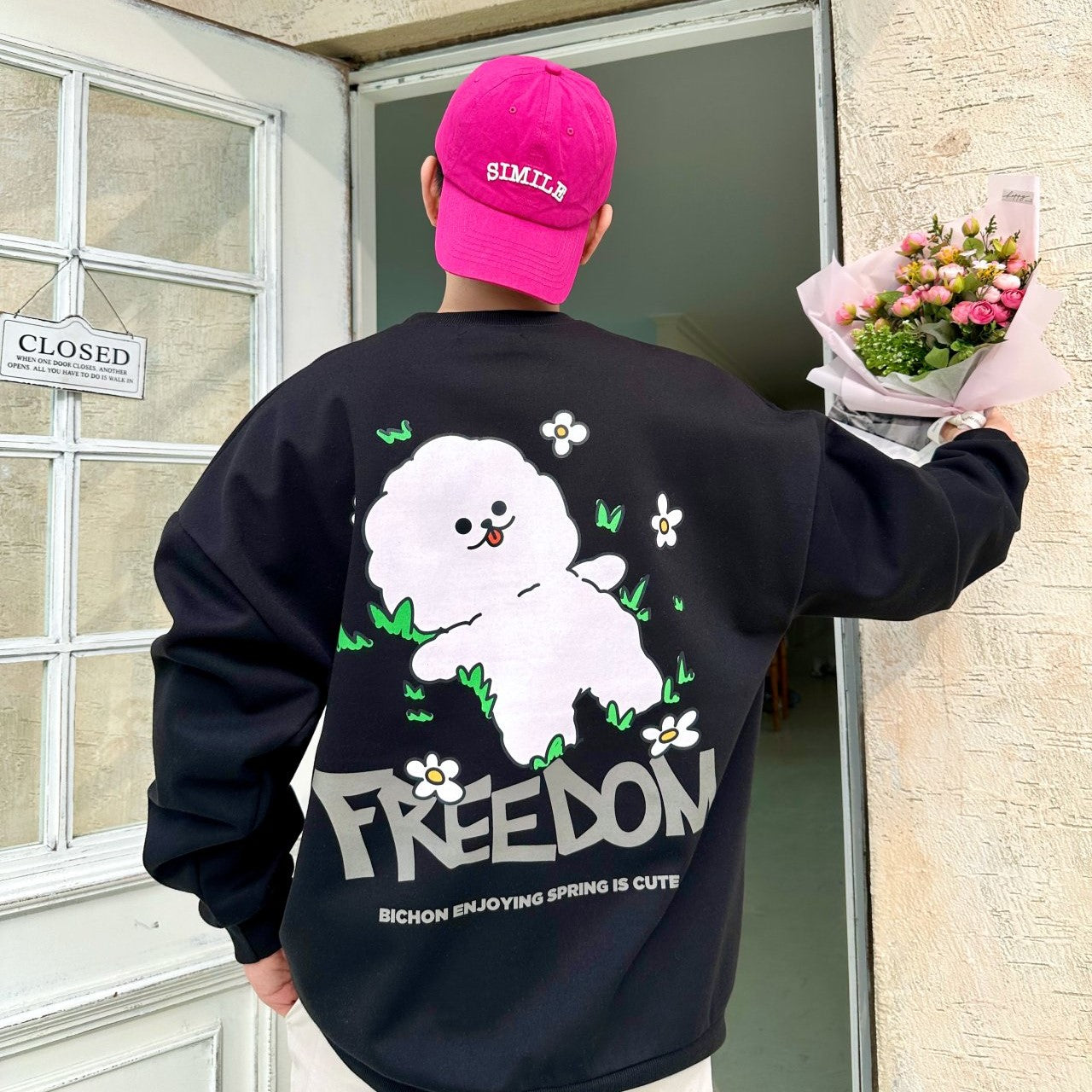 【バックプリントトレーナー】 ビションFREEDOM 全4色