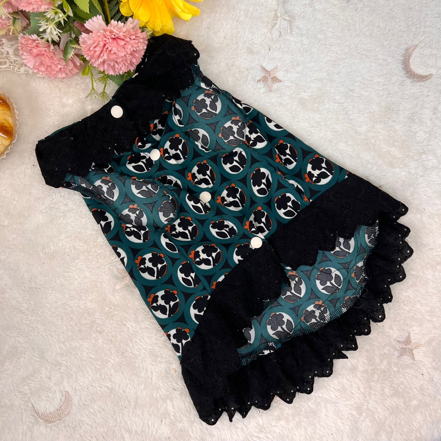 フラワーペアルックレースノースリーブワンピース