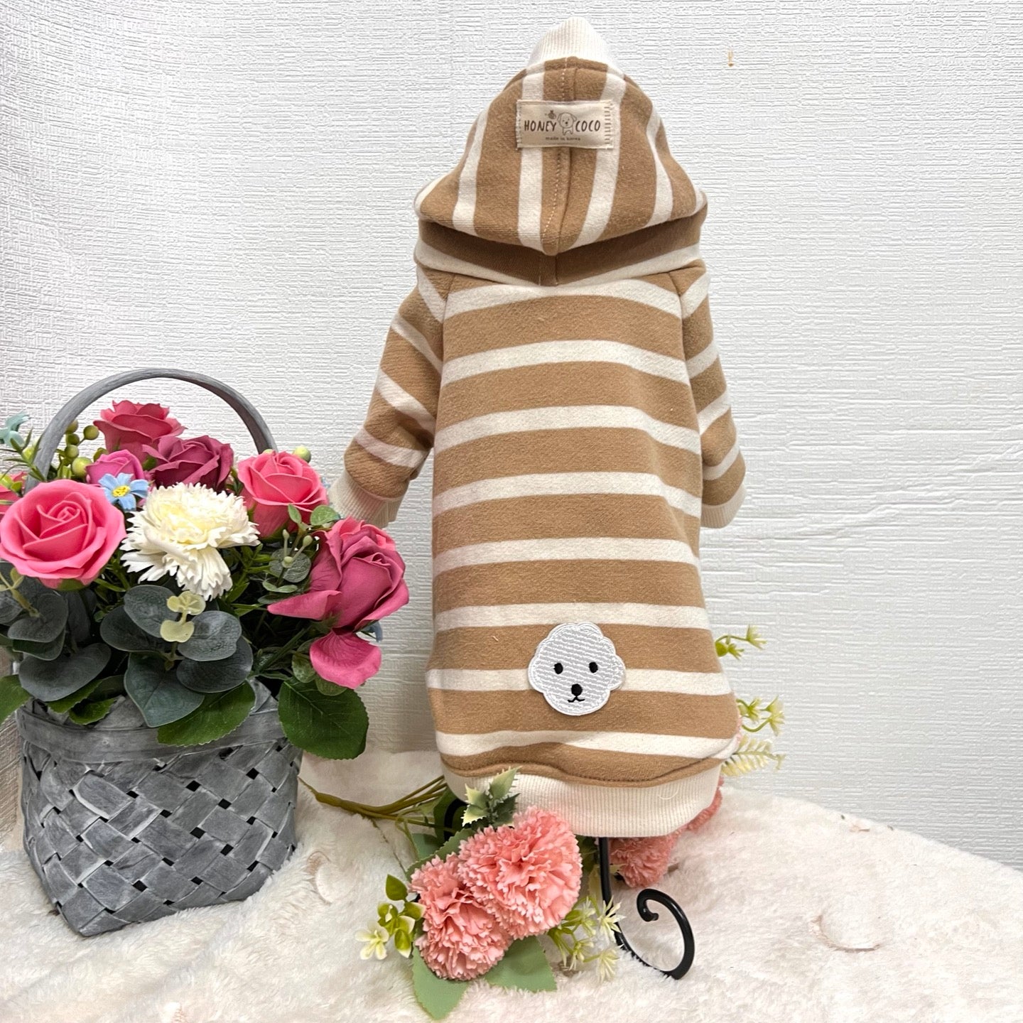わんちゃんロゴボーダーフーディー